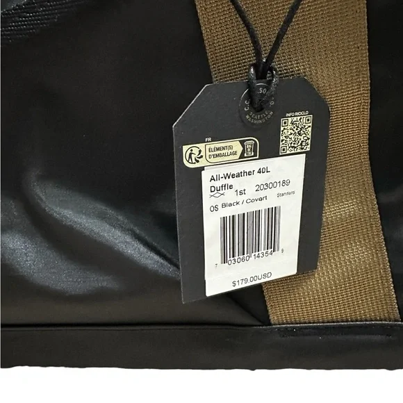 Filson All-Weather 40L Duffel Bag Black/Covert NWT Waterproof Travel - Picture 8 of 8